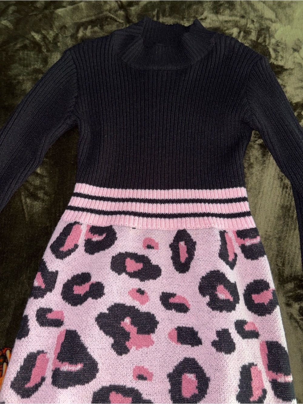 Black & Pink Leopard Knit Dress